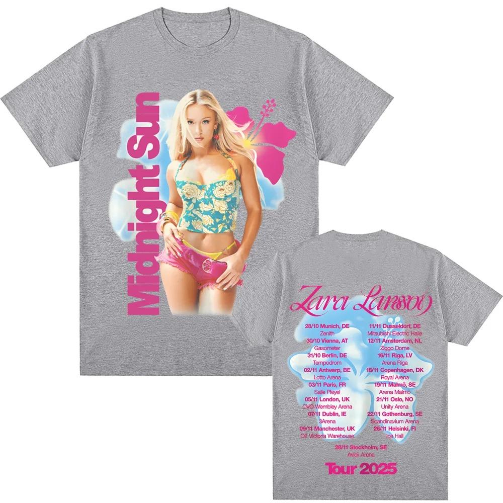 Singer Zara Larsson Tee 2026New Midnight Sun Photo Tour Tee 100%cotton Comfortable High Quality Cartoon Print Round Neck Tees