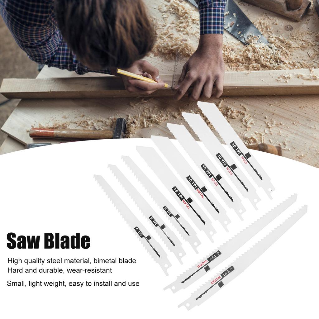 10Pcs Saw Blade HSS Reciprocating Wood Cutting Pruning Diverse Web for Carpentry Tool