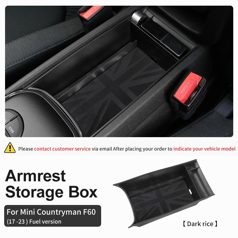 For Mini Countryman F60 2017-2023 Fuel Version Central Armrest Box Storage Box ABS Central Control Storage Box Car Accessories Dark rice