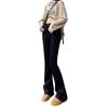 Damen Schwarze High Waist Stretch Schlagjeans: Übergröße, Trendige Frühling/Herbst Mop-Hose