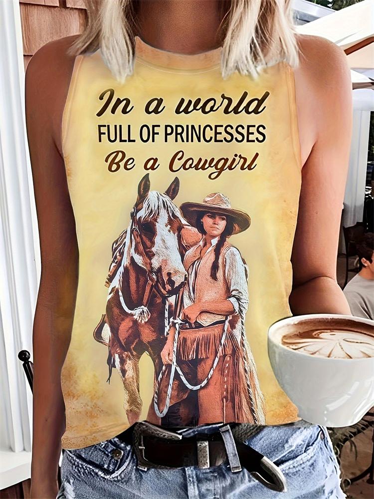 Top na ramiączkach w stylu vintage Etniczny nadruk 3D Damski casualowy letni podkoszulek z okrągłym dekoltem Odkryte ramiona Y2k Bezrękawnik Damski Top Odzież