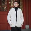 Johnature Women Vintage V-Neck Long Sleeve Winter Coats Solid Color Loose Warm Women Button Coats