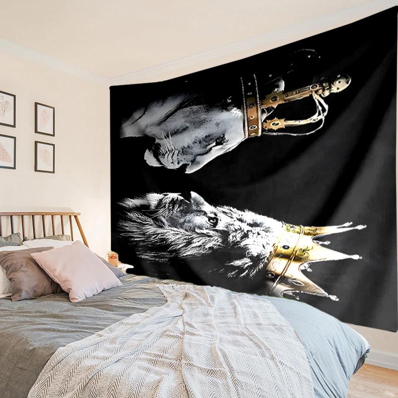 Lion Portrait With Flowers Tapestry Room Decoration Wall Hanging for Living Room Bedroom, dormitory, Birthday and Christmas gifts