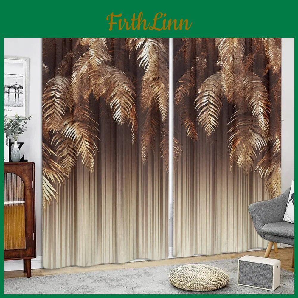 Curtain Print Peacock Feather 2pcs Rod Pocket Design For Privacy Protection For Living Room Bedroom Office Home Decor