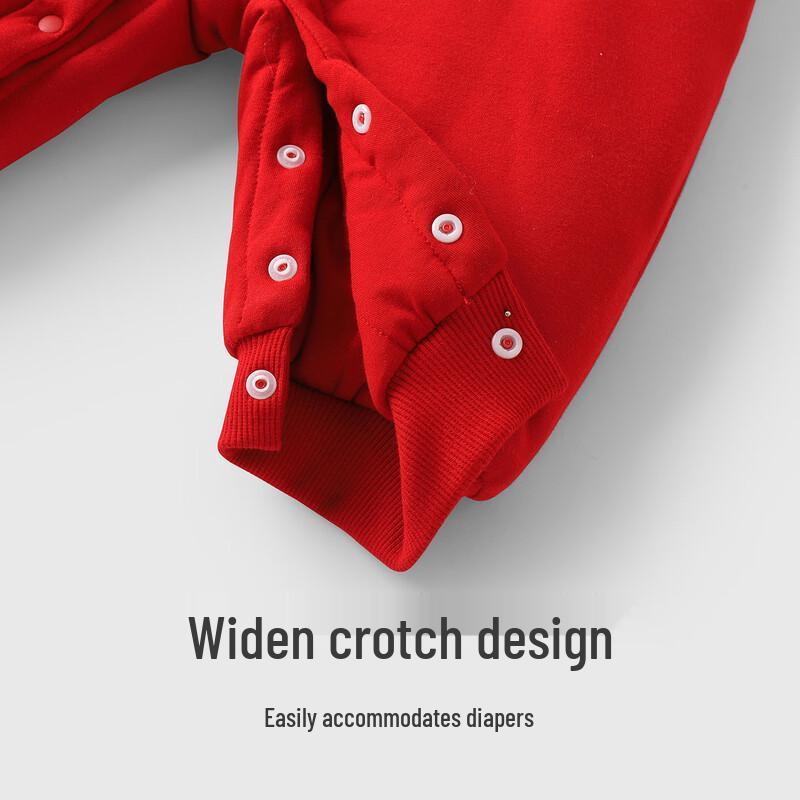 Youqi Baby Red Festive Thickened Cotton Jumpsuit