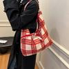New Autumn and Winter Plush Lazy and Versatile Double-sided Shoulder Tote Bag Soft Waxy Student Bag Female
