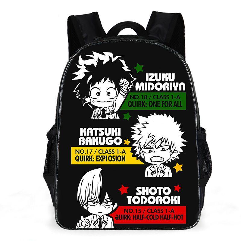 Polyester My Hero Academy Casual Backpack For Outdoor Travel Adjustable Strap And Spacious Design