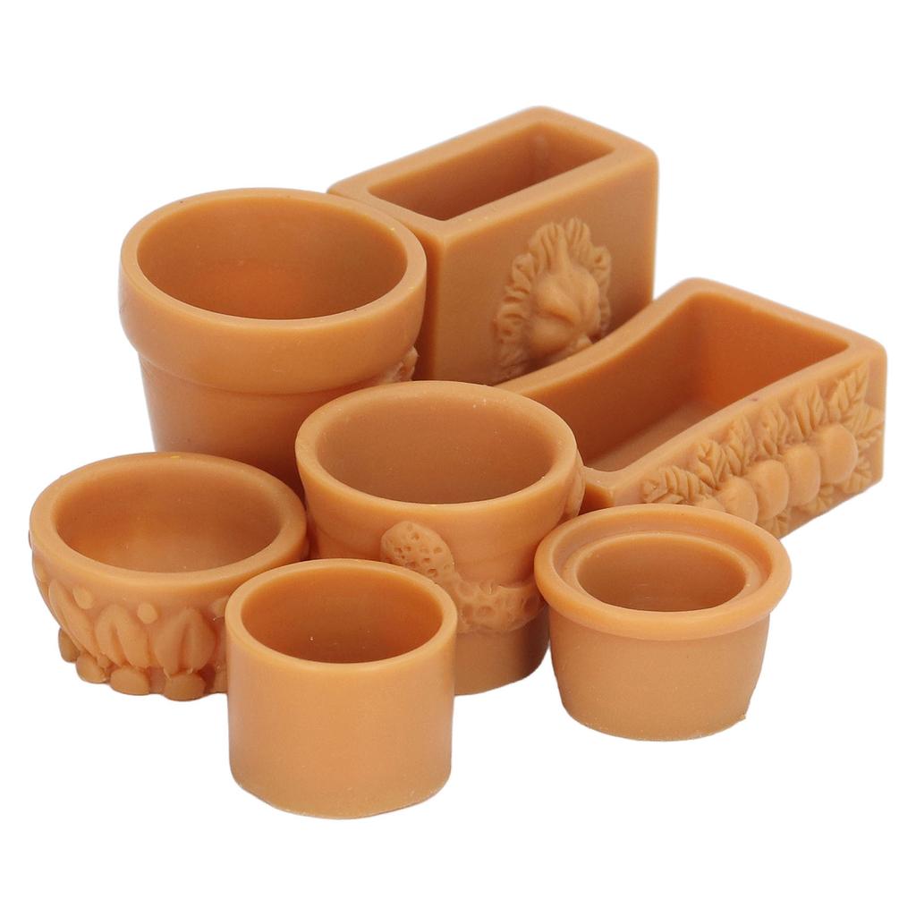 7 Stück Puppenhaus Blumentopf Harz Exquisit Miniatur Simulation Blumentopf für DIY 1/12 Puppenhaus