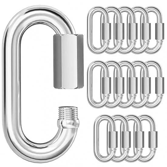 20/10pcs Quick Link Ring Stainless Steel Heavy Duty Carabiner D-Lock Repair Pet Keychain for Outdoor Travel Equipment Connector