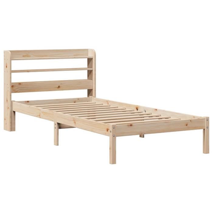 VidaXL Cadre de lit et tête de lit 100x200 cm bois de pin massif, lit, mobilier de chambre, lit en bois, lit simple, cadre 3306537