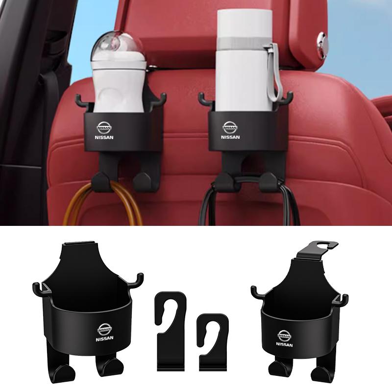 1/2pcs Car Seat Cup Holder Car Seat Back Multi-functional Hook Rear Water Cup For Nissan Sentra Altima Versa Bluebird Sunny Maxima X-Trail Pathfinder