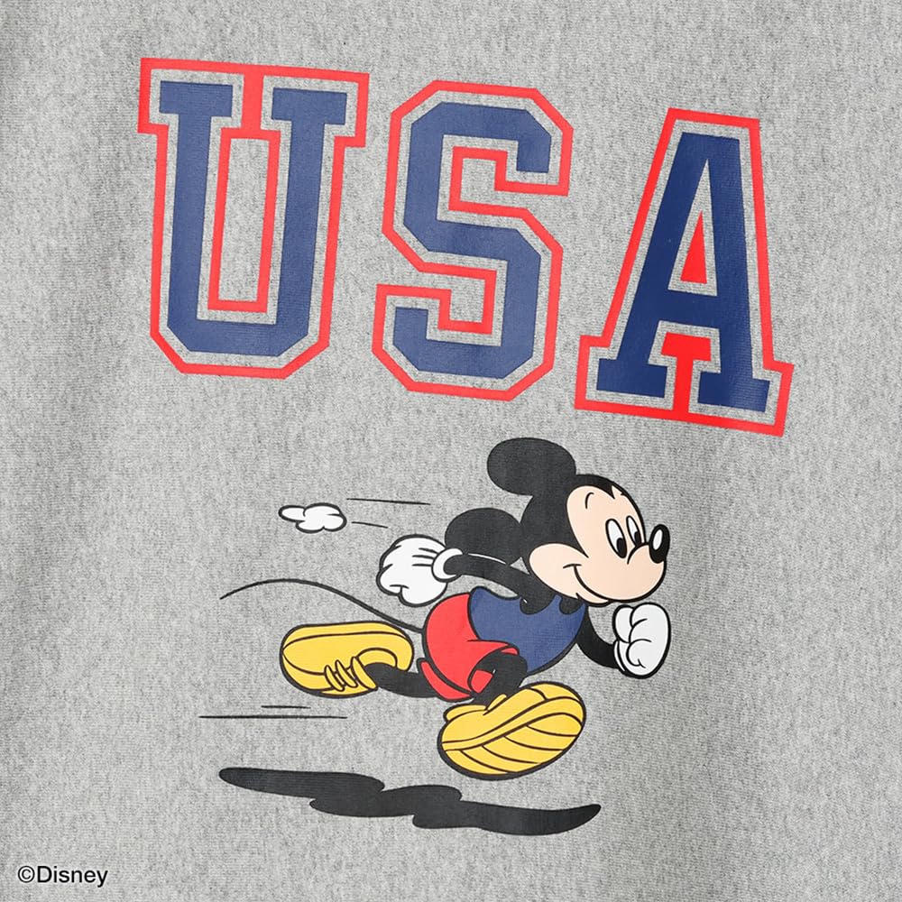Champion Short Sleeve Crew Neck Disney Mickey Relax Fit Graphic Print Short Sleeve Reverse Oxford Gray Men's 9.4oz T-Shirt, Weave, C3-Z360,