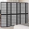 6 Piece Black Folding Screen Solid Paulownia Wood