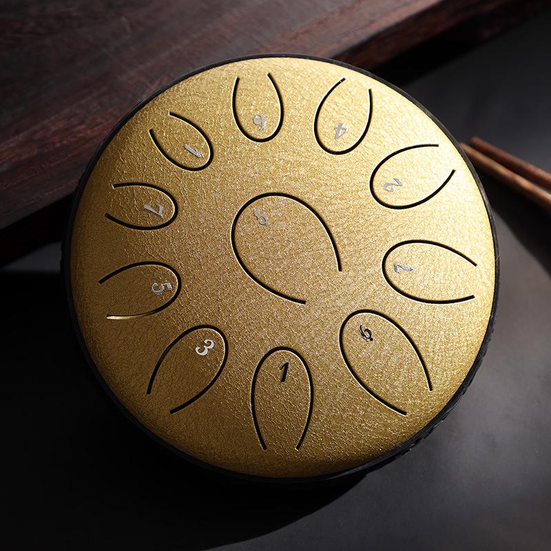 Hluru Steel Tongue Drum 6 Inch 11 Notes Glucophone Drums D5 Ethereal Drum For Beginner Handpan Musical Instruments