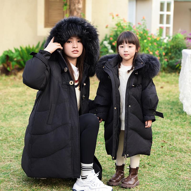 Down Jackets for Girls In Winter, Mid-length and Thickened, Parent-child Coats
