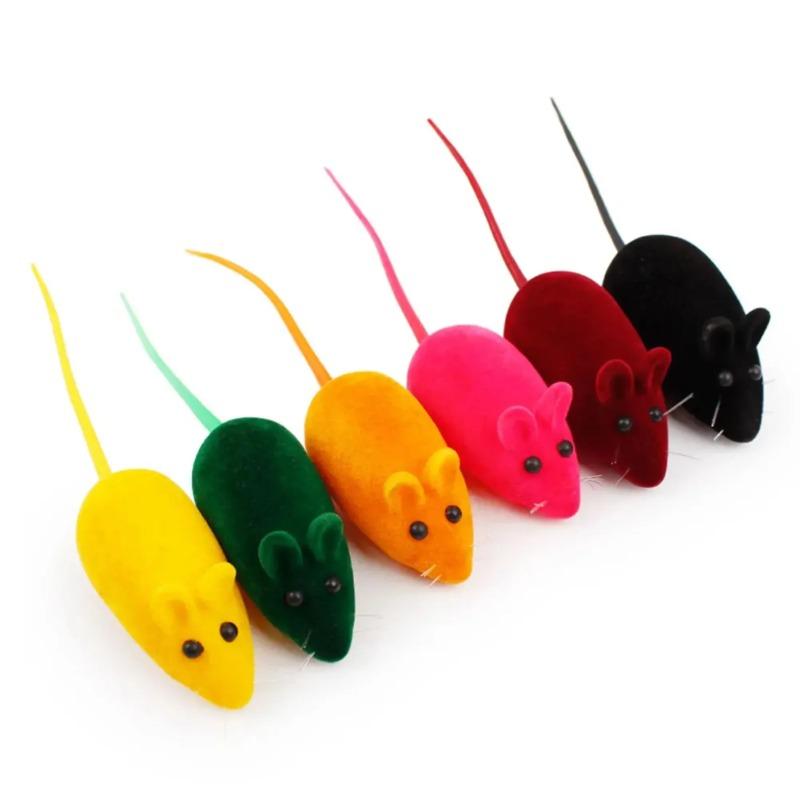 Interactive Sound Plush Rubber Vinyl Mouse Pet Cat Realistic Sound Toys Flocking Mouse Funny Cat multi-Colors Pet Toys