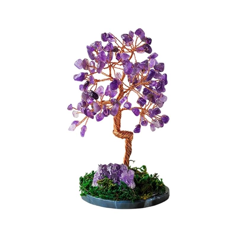

Fengshuis Wealth Symbol Crystal Bonsais Prosperity Tree with Base for Positive Energy Decors Home Office Desktop Ornament