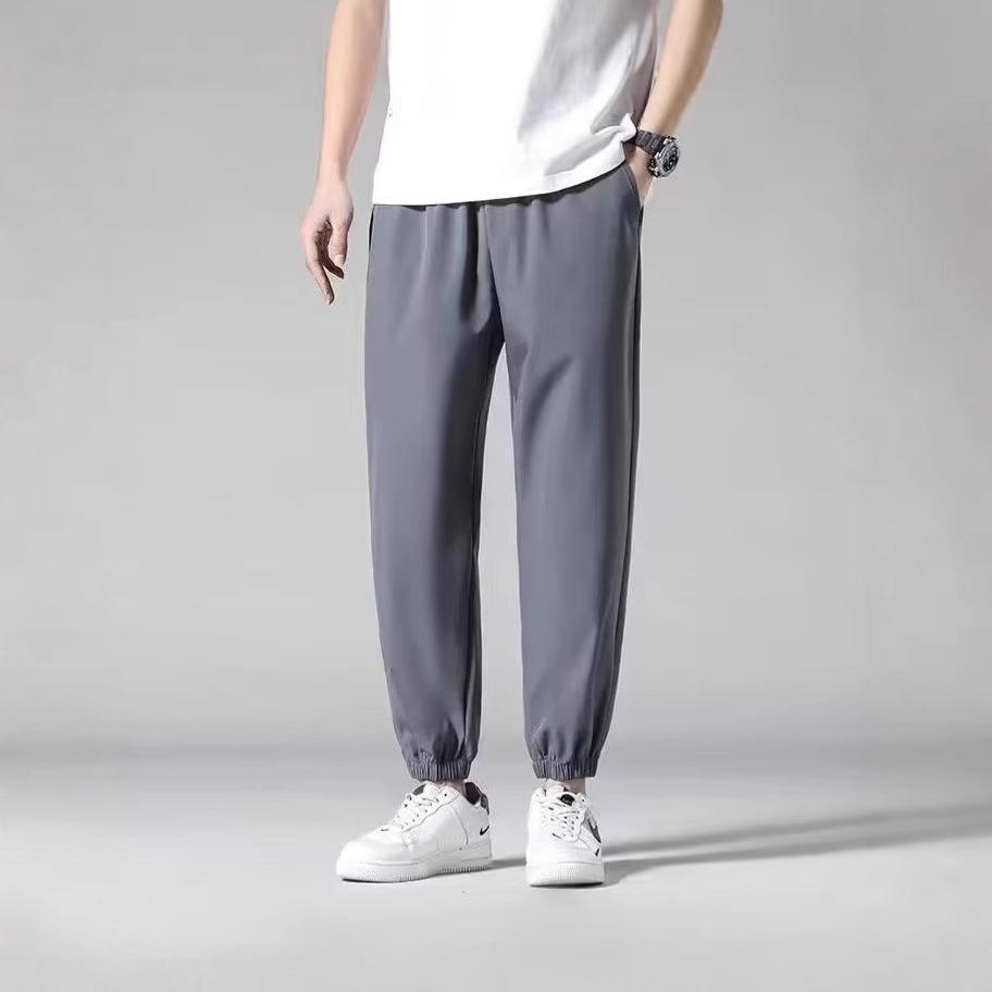 Eisseiden schnelltrocknende Hosen Herren Sommer dünn locker Leggings trendig vielseitig gerade vertikal lässig Sporthosen
