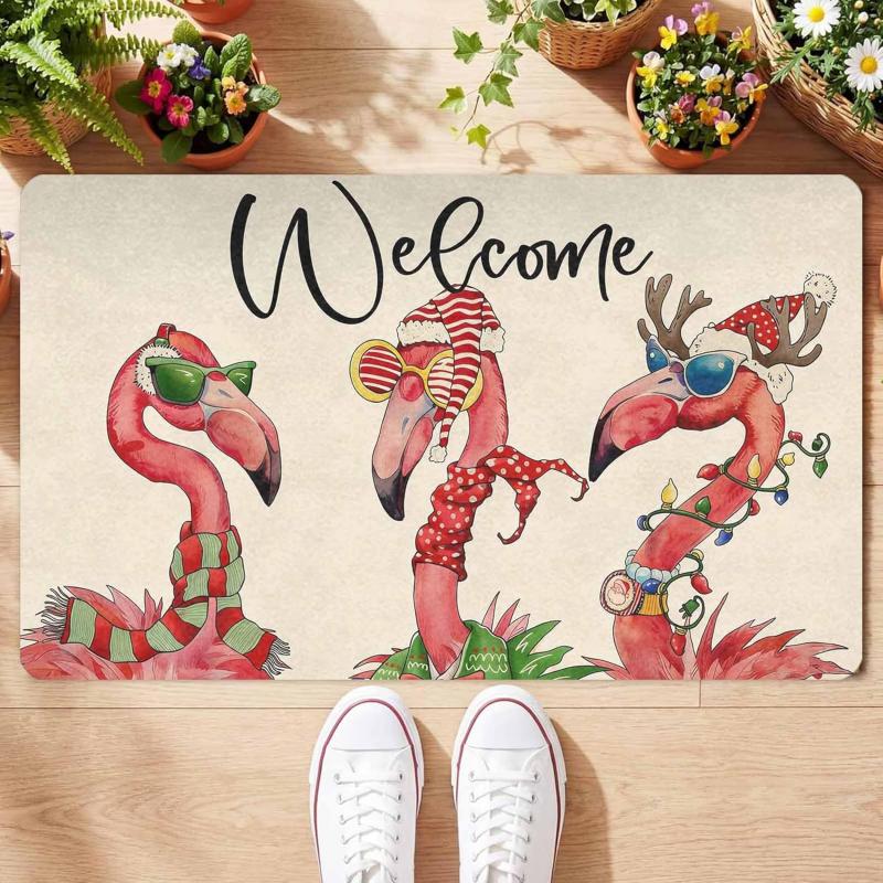 Tropical Flamingo Indoor Floor Mat Anti-Slip Outdoor Courtyard Floor Rug Front Door Welcome Mat Home Decoration