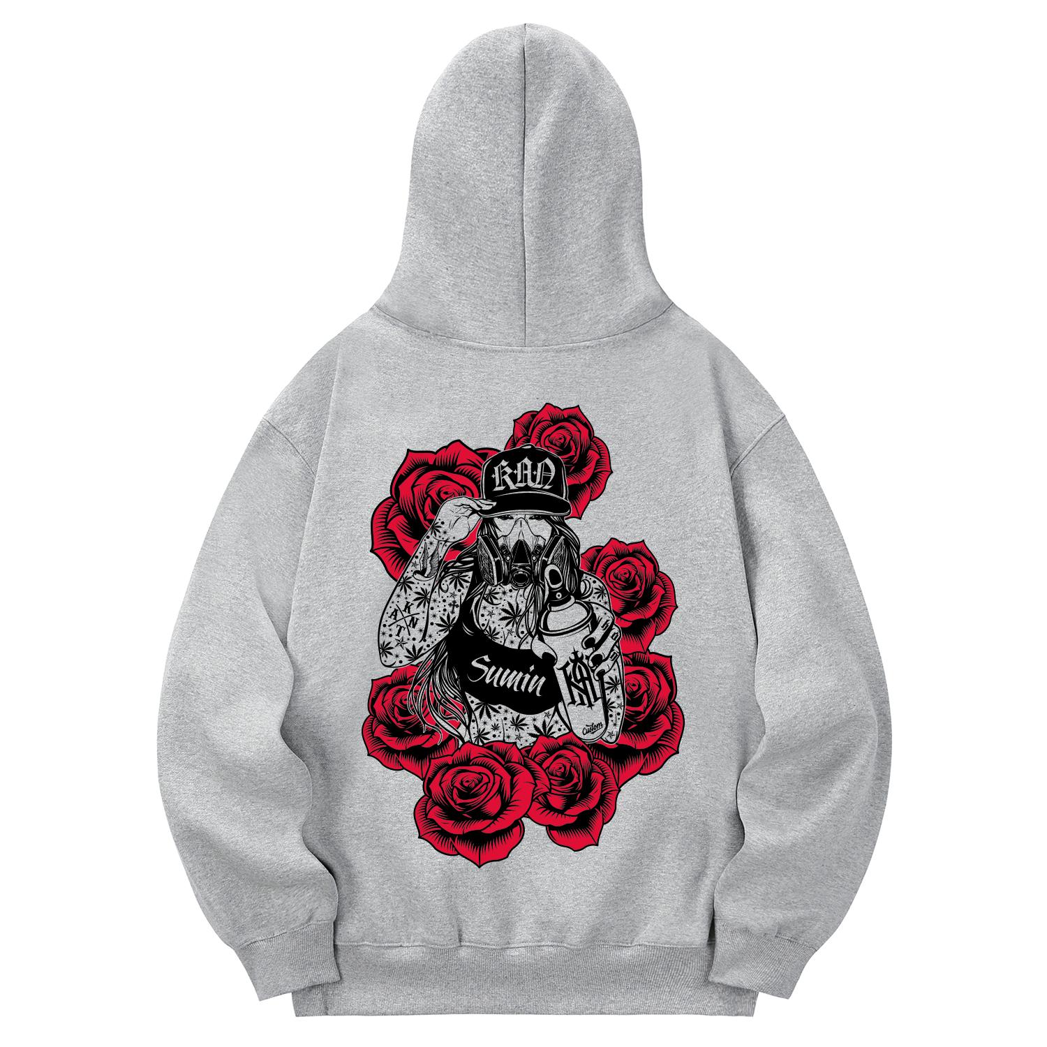 Khan 6312 Khg0153 Худи с подкладкой из флиса Chicano Girls Graffiti - Серый M