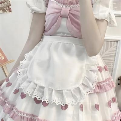 Cseléd Cosplay Kötény Lányok Ráncolt Derékkötény Konyhai Jelmez Egyszínű Álarcosbál Félkötény Cosplay Öltözet Kiegészítő
