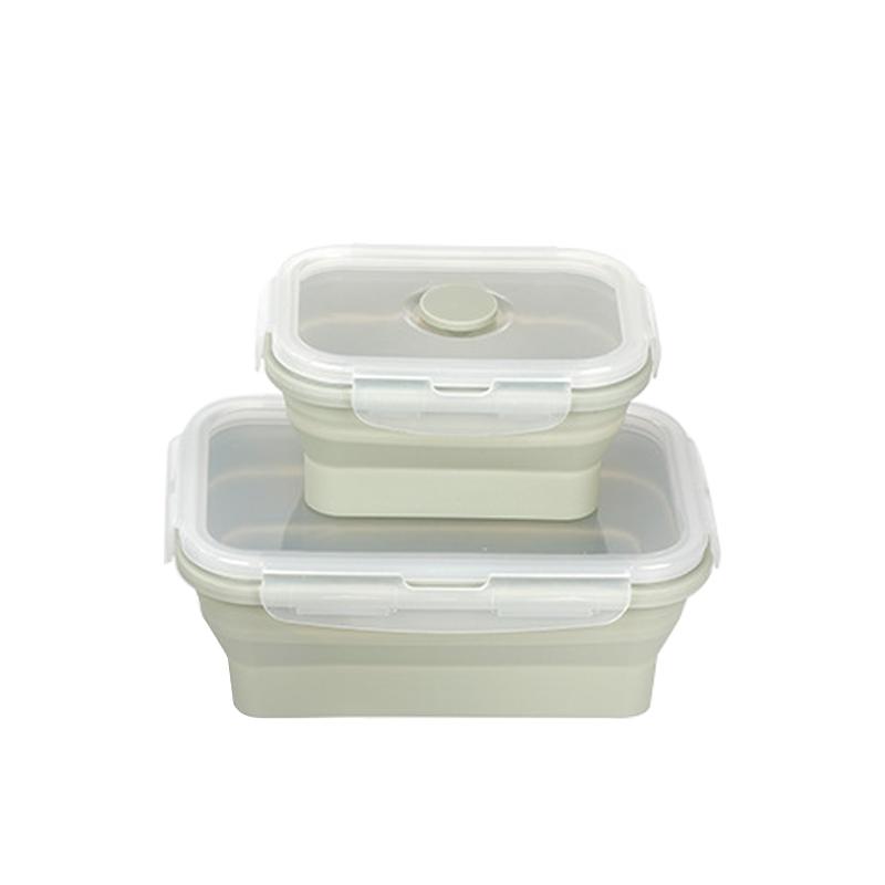 1200ML Silicone Foldable Lunch Box Collapsible Food Storage Container Bento BPA Free Microwavable Portable Picnic Rectangle Box