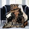 1PC Custom Name Cowgirl Fashion Artwork Outdooor Flannel Blankets Throw Blanket All-Season Throw Gift Bedspread for Couch, Bed, Camping Holiday Birthd