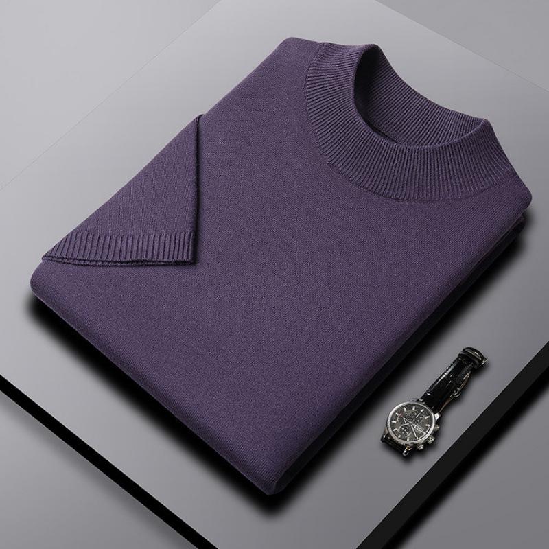 Men'S Short-Sleeve Sweater, Half-Turtleneck Sweater, Thin Pullover Half-Sleeve, Middle-Aged And Young Men'S Knit T-Shirt
