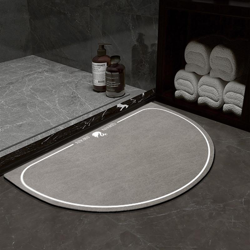 Kieselgur, gebogene Badematten, Badezimmermatte, saugfähig, rutschfest, schnelltrocknend, Badezimmerteppich, Toilettentürteppich, waschbar