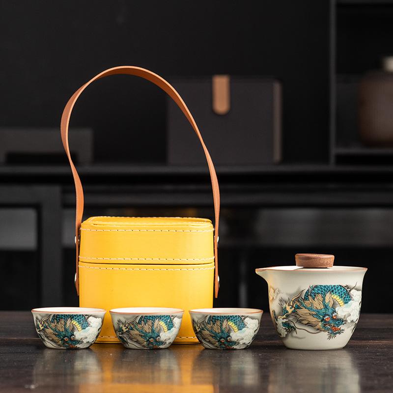 Ru kiln travel tea set, high-end business gifts, gifts for leaders, banks, insurance customers, and company annual meeting