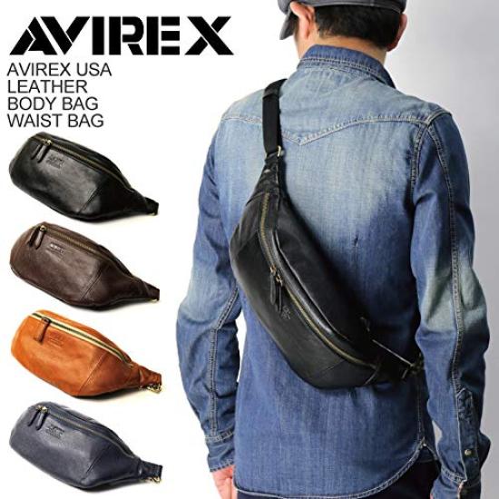 Avirex Brut Series Leder Body Bag/Hüfttasche für Damen und Herren, F 43Choco (AVX5614)