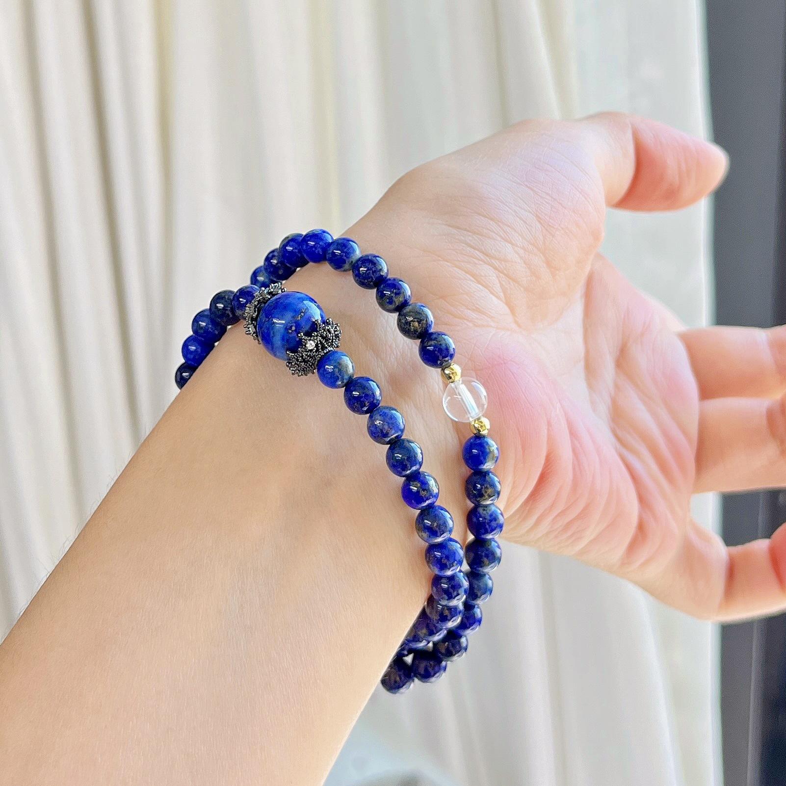 4Mm Natural Lapis Lazuli Multi-Circle Design Bracelet Bracelet.