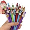 10Pcs Christmas Doll Shape Patch Pressable Ballpoint Pen School Office Supplies Prize Gift Writing Tools Holiday Gift Novelty Stationery Teacher Party