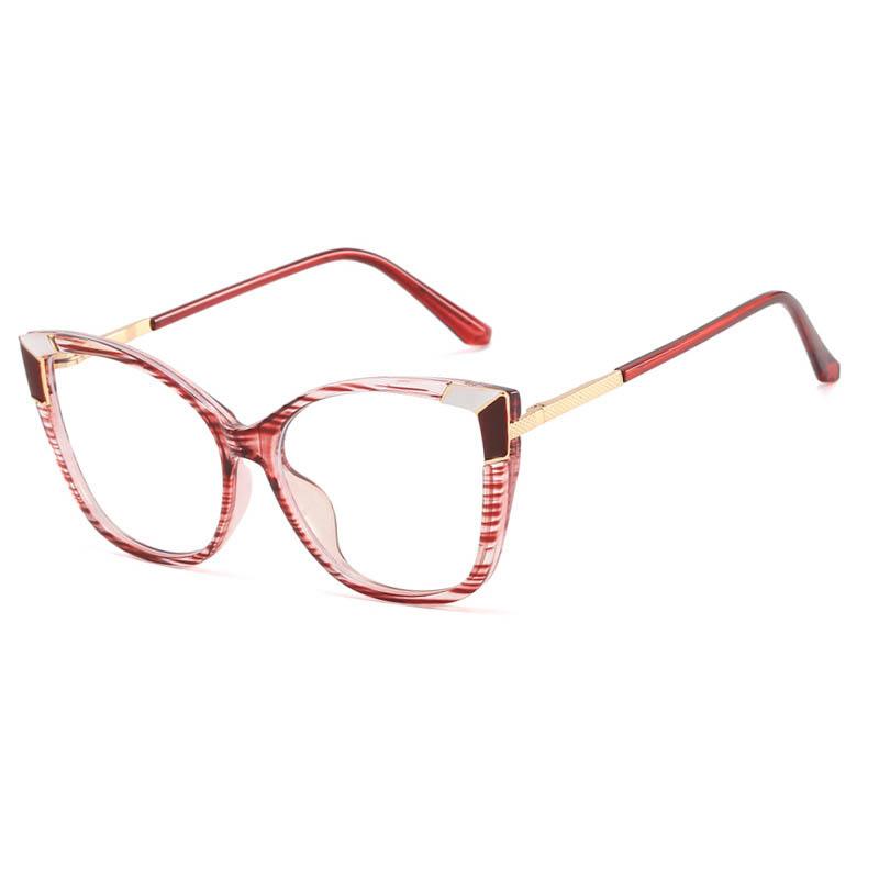 New Arrival Floral Cat Eye Oversized  Women'S Glasses Frame Short Sight Eyewear 0 -0.5 -1 -1.25 -1.5 -1.75 -2.0 To -6