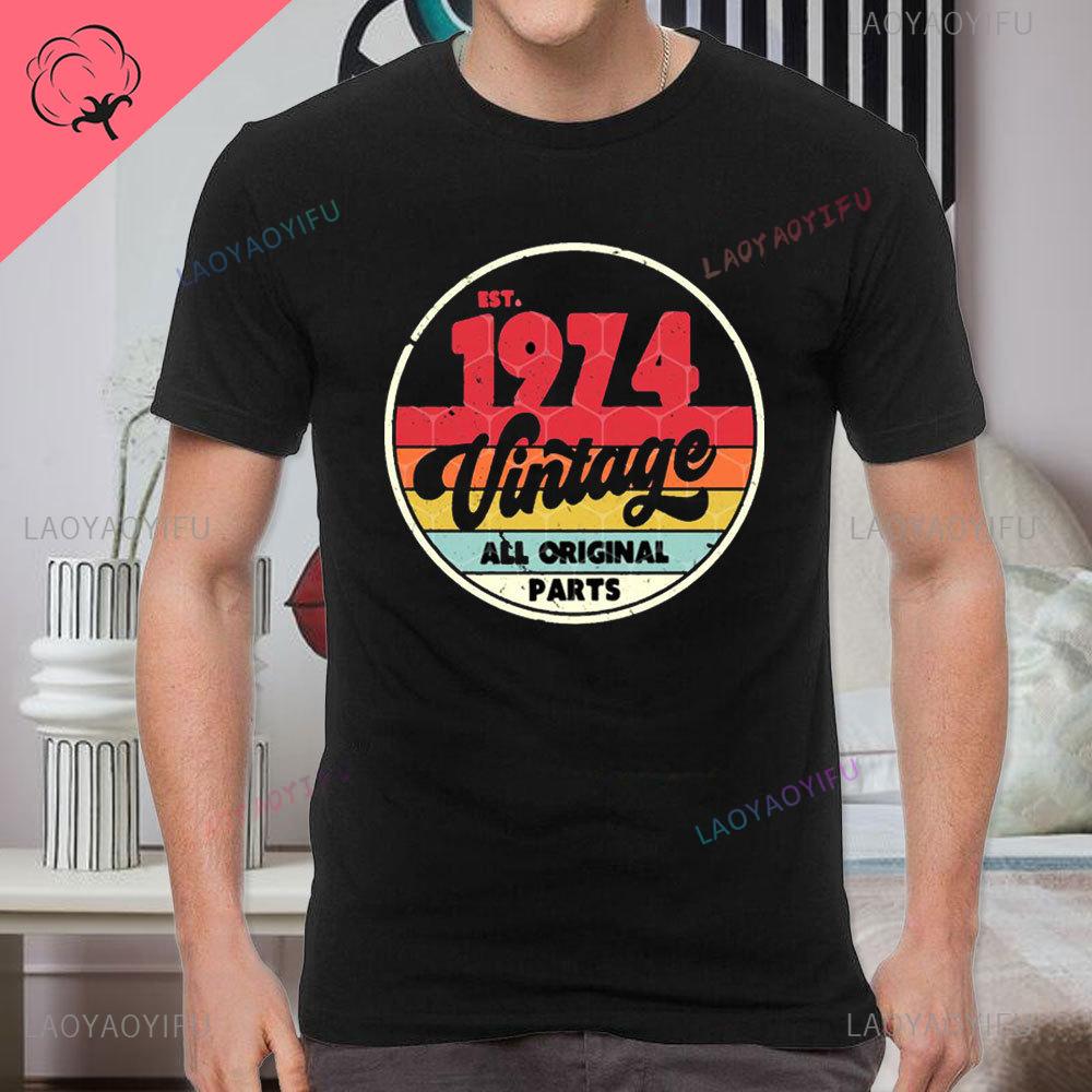 

Классическая винтажная футболка Рожден в 1974 в стиле ретро 70-х, футболка унисекс для мужчин и женщин, уличная одежда, удобная летняя хлопковая футболка 3XL