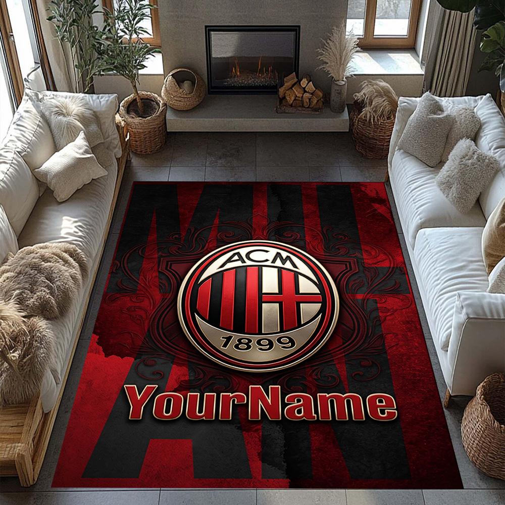 Ac Milan Personalized Text Area Rug Suitable for Decorate room Dormitory Game Room Bedrooms Antislip Carpet Anime Office Decor Wedding Party Gift