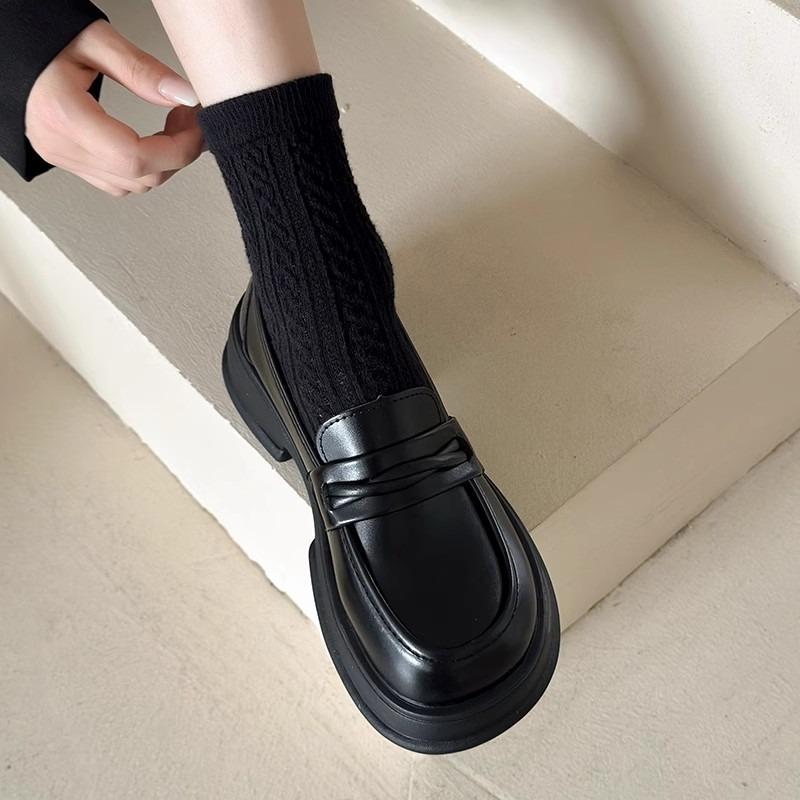 Leather Small Leather Shoes Women's Shoes Spring and Summer New Models with Skirts, Thick Soles and One Pedal Single Shoes