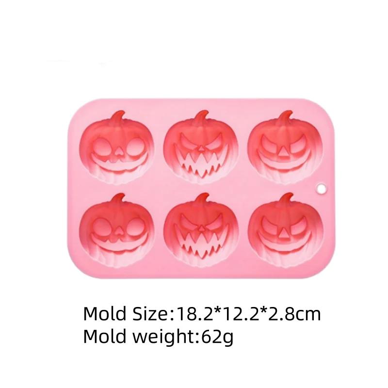 6-in-3 Pumpkin Shaped Silicone Mold Halloween Cake Mold Handmade Soap Chocolate Mold Used for Halloween Decoration