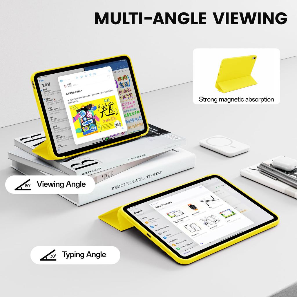 For iPad (A16) 11th 10th Generation Case 10.9 / 11 , Magnetic Flip Smart Cover Slim Trifold Auto Wake/Sleep Case