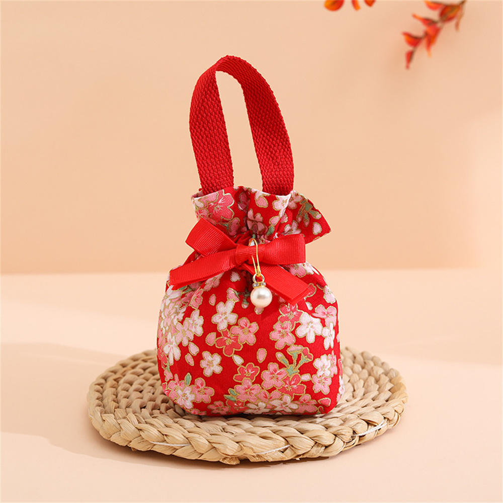 New Wedding Candy Bag Portable Canvas Gift Bag Party Wedding Goodie Packing Box Simple Red Green Handheld Gift Storage Bags