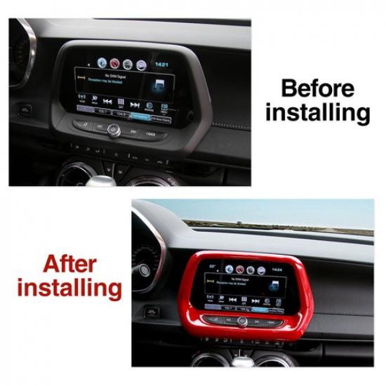 8'' Central GPS Navigation Screen Frame Trim Cover for Chevrolet Camaro 17+ Red