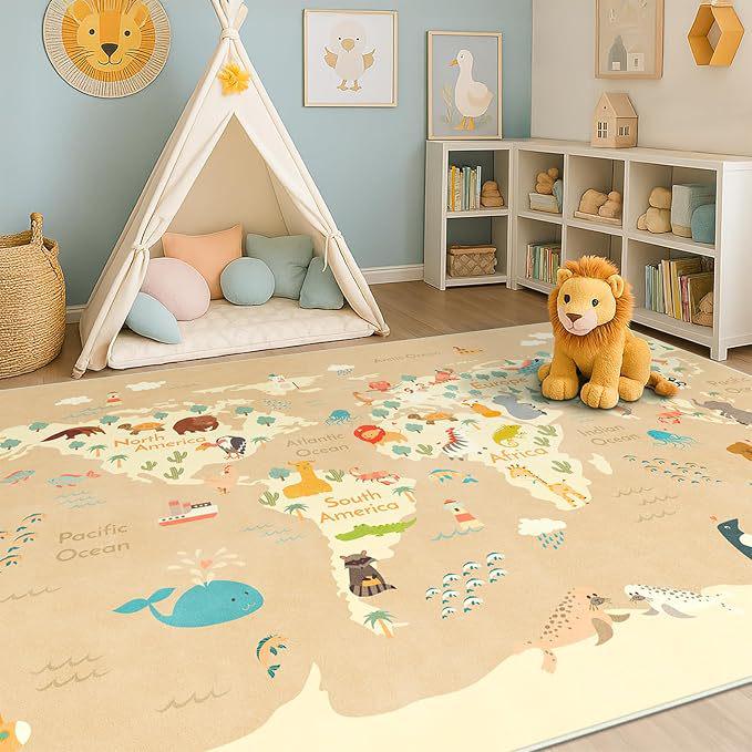 Large Cartoon Fun Quick-Dry Water-Absorbent Crystal Velvet Floor Mat for Living Room
