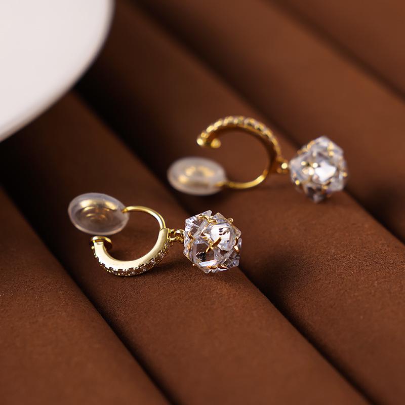 Elegant Sparkling Zircon Drop Earrings - Clip-On, No Piercing Needed