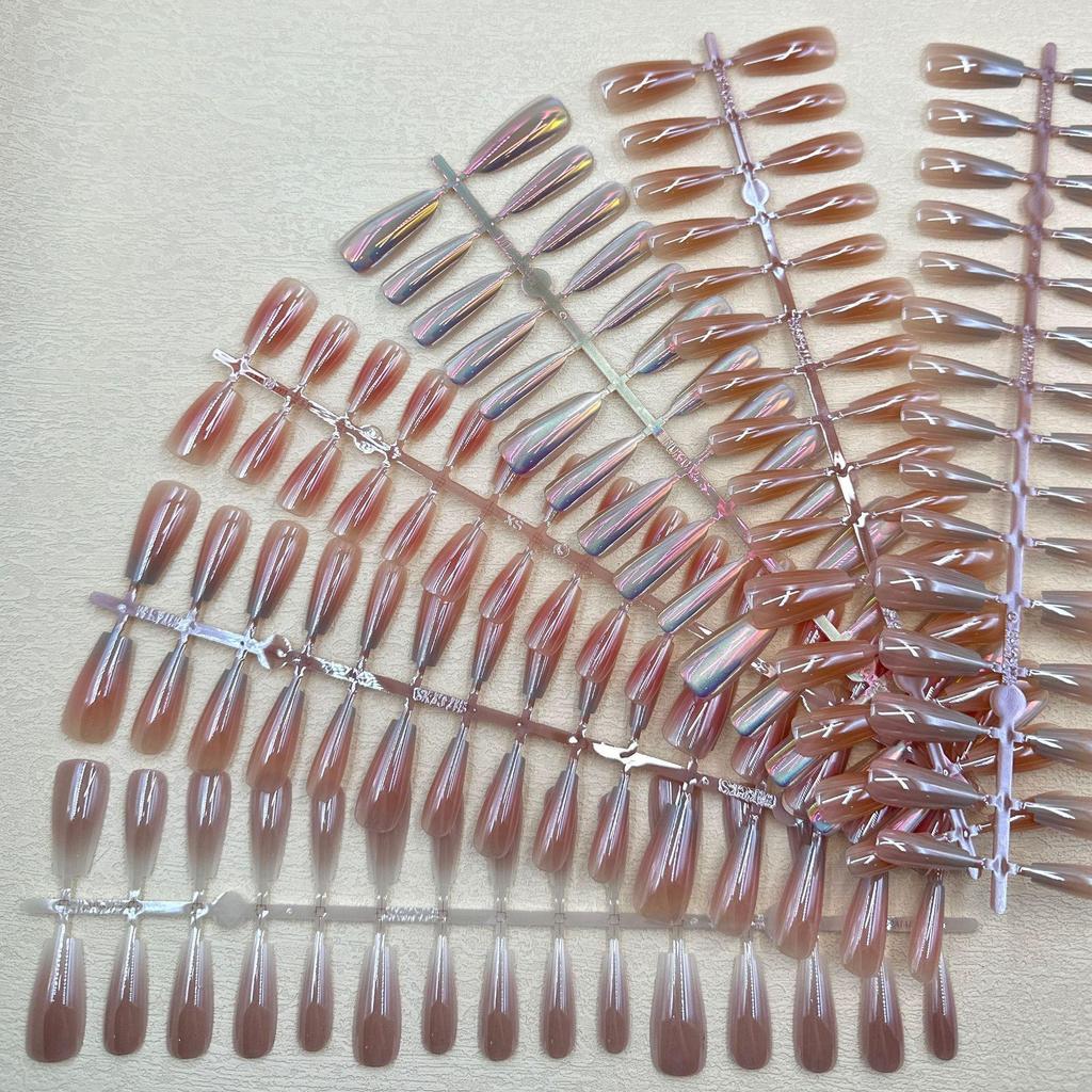 Aurora Cat-Eye Gradient Blush Electroplated Nail Tips