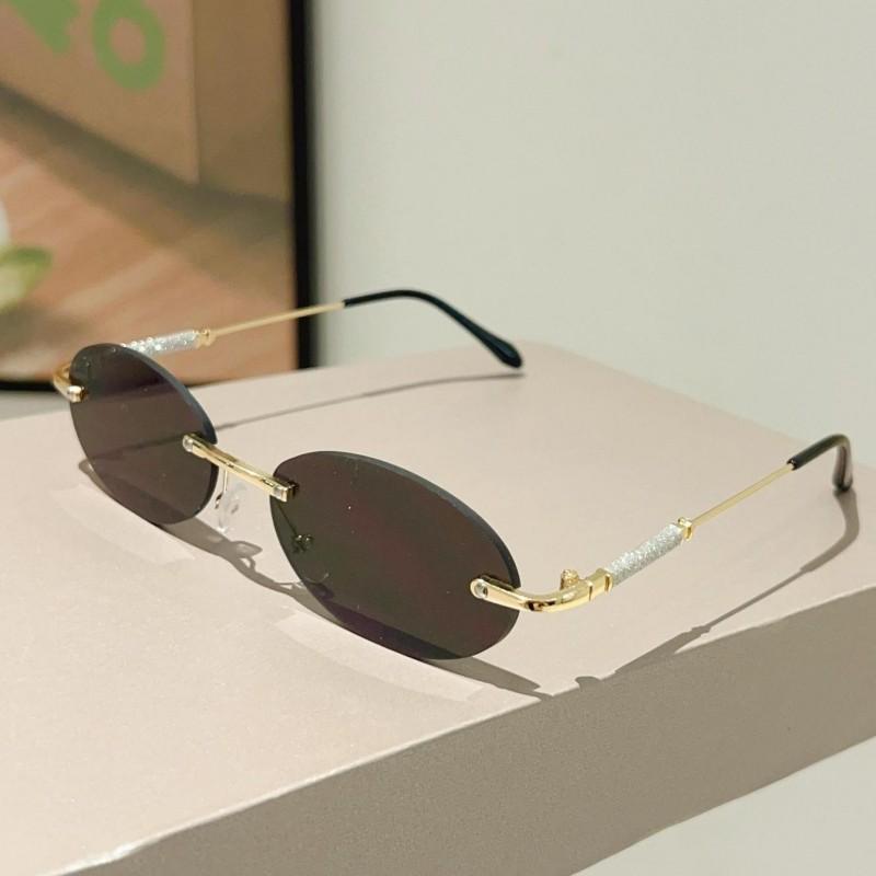 Rimless Oval Sunglasses  Men New Fashion Gradient Outdoor Casual Shades Women Trendy Brand Design Decor Sun Glasses