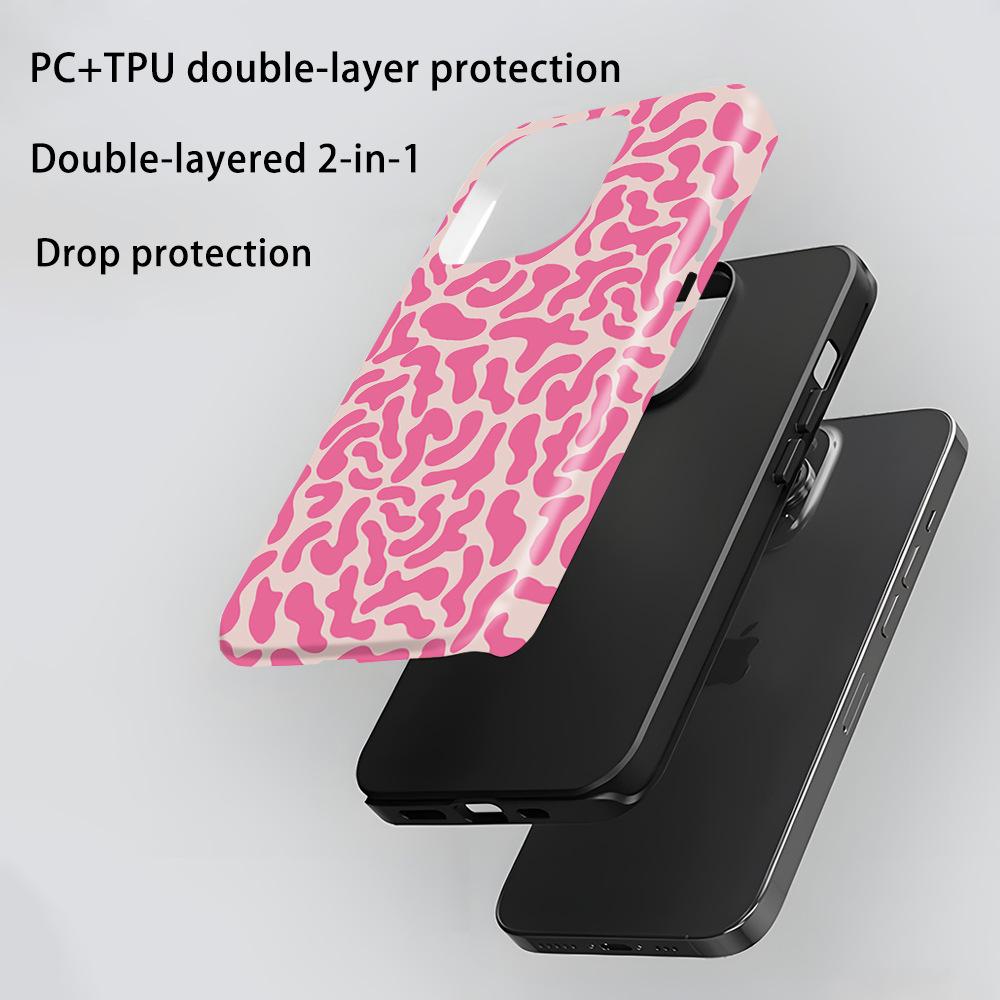 Popular pink irregular texture mobile phone case iPhone12 matte two-in-one film case iPhone17