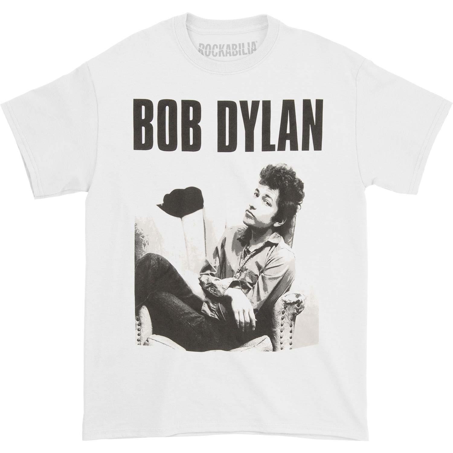 Men s Bob Dylan Sitting Slim Fit T-shirt XX-Large White XXXXL