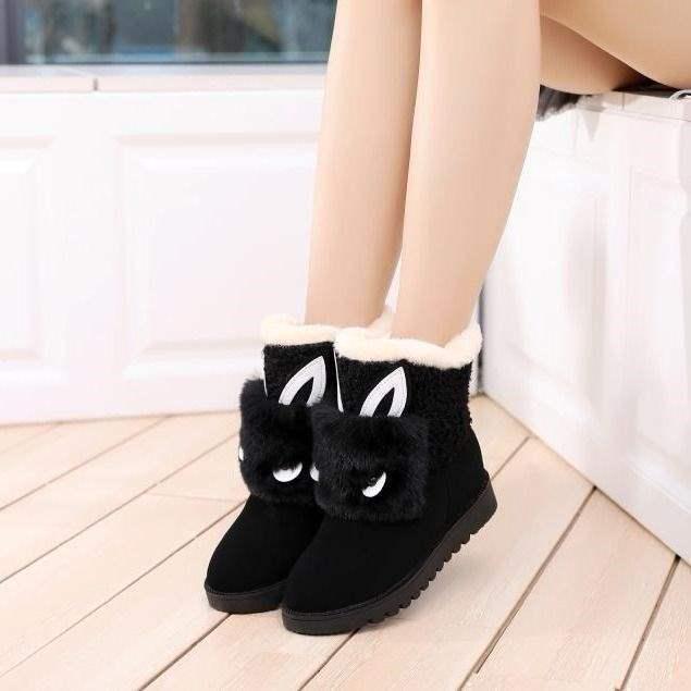 2025 Women's Fleece-Lined Waterproof Snow Boots - Korean Style, Non-Slip, Warm, Mid-Calf.