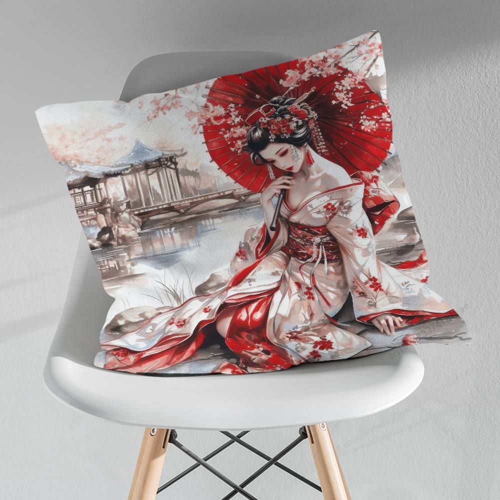 Beautiful Geisha Art Pillow Case For 30x30cm45x45cm55x55cm For Home Bedroom Decoration And Protector