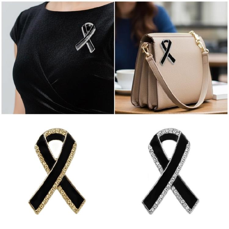 Sophisticated Ribbon Shaped Brooch Classical Black Awareness Lapel Pin For Business Wear Special Occasions